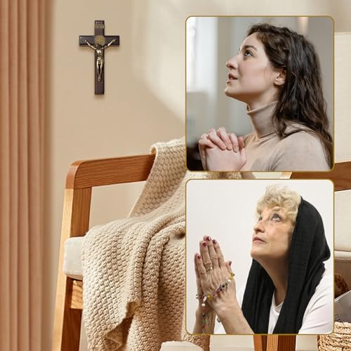 KUXBET 5 Inch Wood Standing Cross Wall Decor