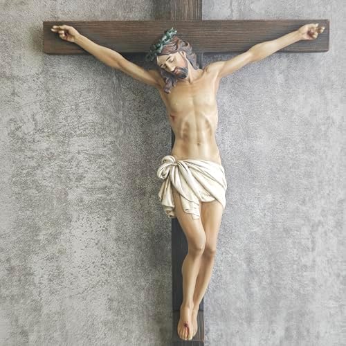 BC Catholic Crucifix Wall Cross 10 Inch Handmade Renaissance Sculpture