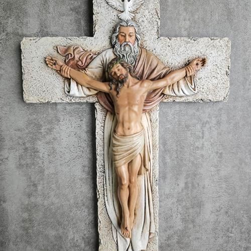 BC Catholic Holy Trinity Crucifix Wall Cross 95 High Inspiring Religious Sculpture