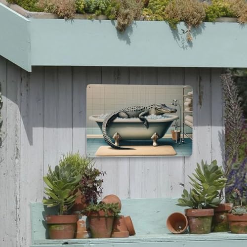 Quirky Alligator Bath Time Wall Art Decor
