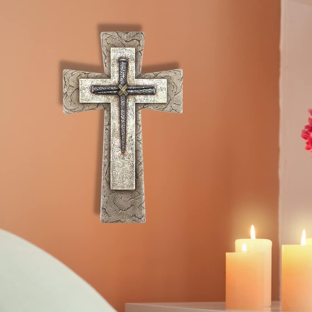 Comfy Hour Faith and Hope Wall Cross Faux Stone