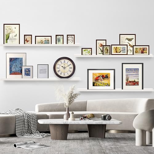 Rustic White Floating Shelves Set of 4 for Wall Display