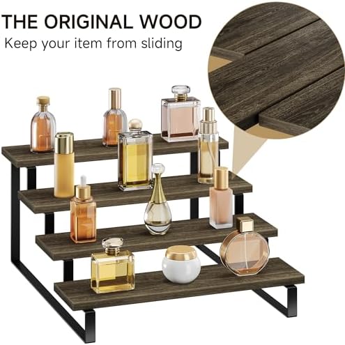4 Tier Wooden Perfume Display Stand with Metal Frame