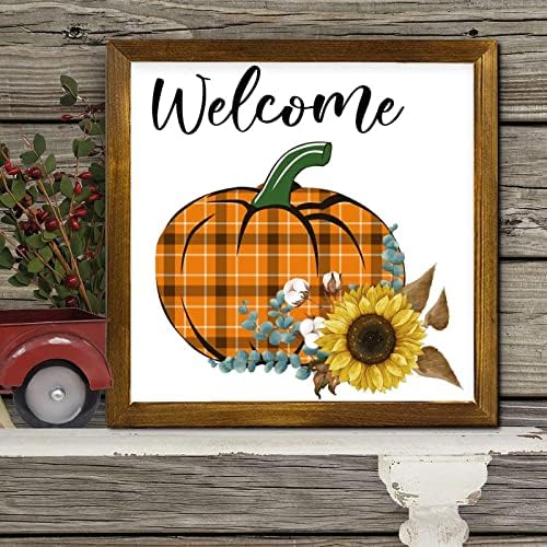 Farmhouse Style Welcome Sign Wooden Framed 12x12 Inch