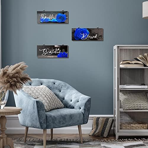Hillban 3 Piece Rose Wooden Wall Decor Signs