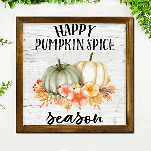 Happy Pumpkin Spice Season Framed Wooden Sign 12x12