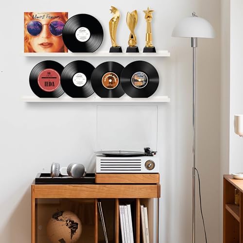 Rustic White Floating Shelves Set of 4 for Wall Display