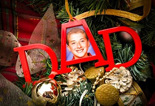 Dad Christmas Ornament with Letter Frame for Kids Photo - Red