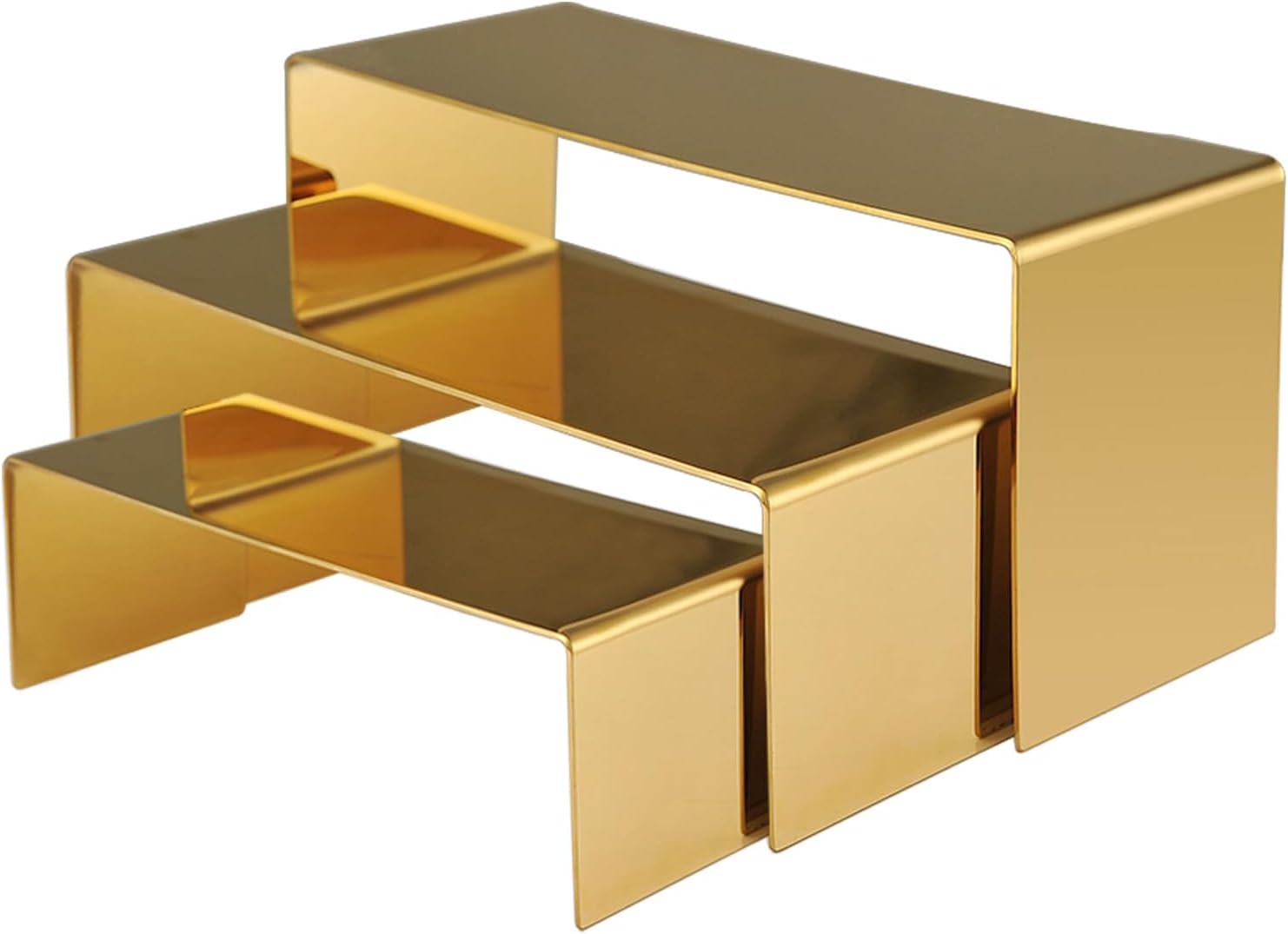 Three Gold Risers Display Stand for Handbags Shoes Jewelry