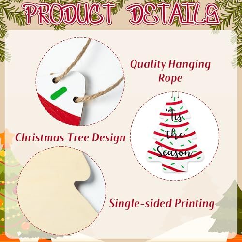 Christmas Tree-Shaped Wooden Door Sign with Hanging String