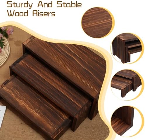 3-Tier Wooden Cupcake Stand with Display Risers
