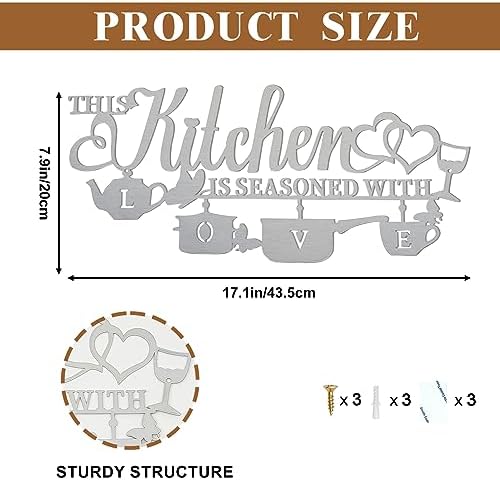 Metal Kitchen Wall Decor with Love Phrase Sign