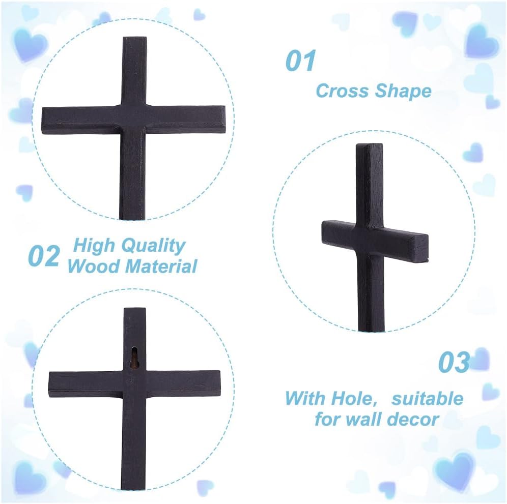 HOBBIESAY Black Wooden Wall Cross Decoration