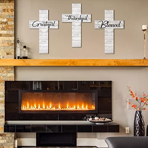 Yookeer 3 Piece Grateful Cross Wall Decor