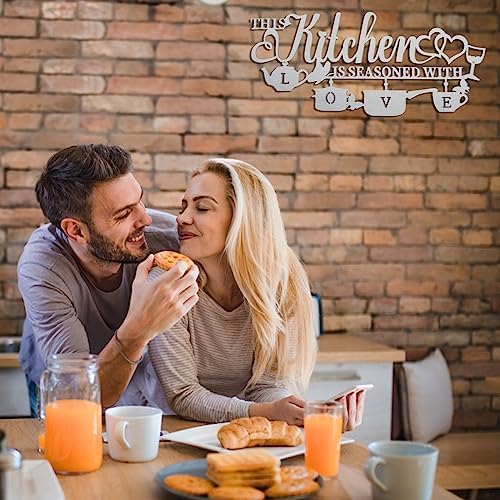 Metal Kitchen Wall Decor with Love Phrase Sign