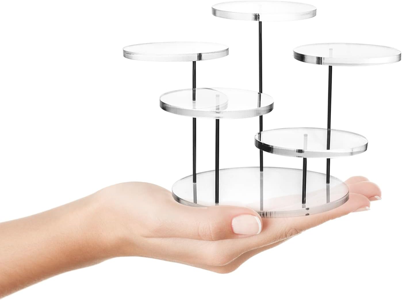 QWORK 5 Tier Acrylic Display Riser Stand for Jewelry and Mini Figurines
