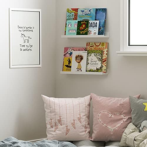 Wallniture Denver 17 White Floating Bookshelf and Picture Ledge Set of 2
