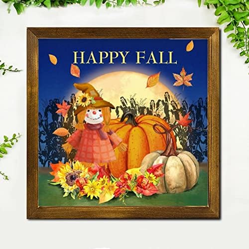 Thanksgiving Fall Pumpkin Wood Sign Scarecrow Moon