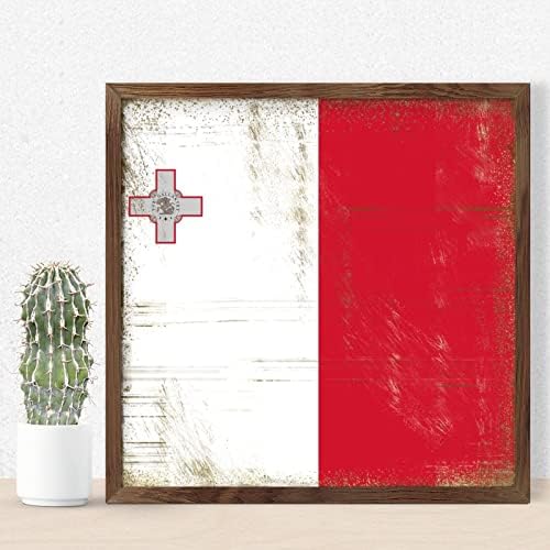 Malta Framed Wood Sign 12x12in Wall Decor