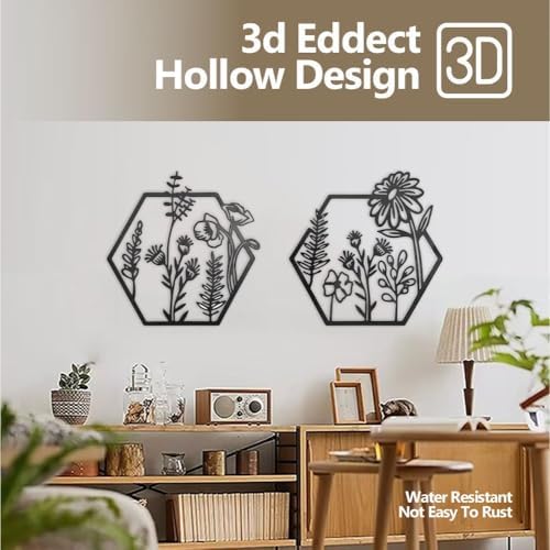 HONGCHU Wall Decor 5 Piece Metal Vase Art Set