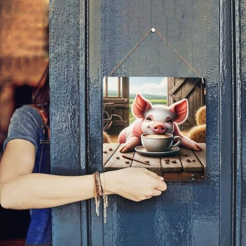 Farmhouse Pig Coffee Tin Sign Wall Decor