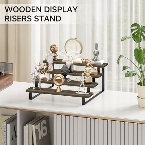 4 Tier Wooden Perfume Display Stand with Metal Frame