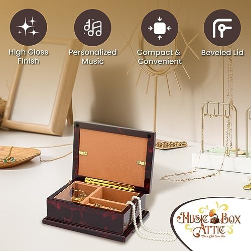 Modern 4x6 Photo Frame Musical Jewelry Box with Floral Motifs