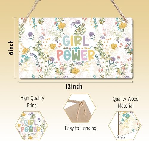 CGBHW Floral Wooden Sign for Girls Room
