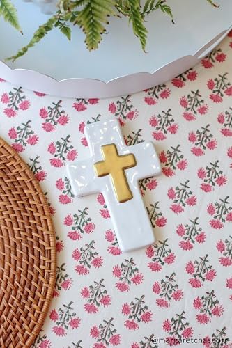 Mud Pie Ceramic and Gold Thick Cross 6x4