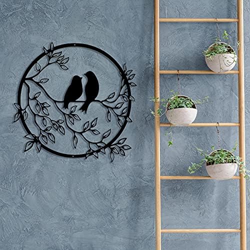 Ferraycle Black Metal Wall Art Bird on Tree Branch Silhouette