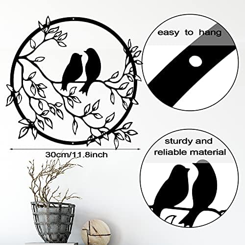 Ferraycle Black Metal Wall Art Bird on Tree Branch Silhouette