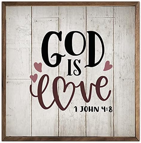 God Is Love Frame Wood Sign 1 John 4 8 Christian Wall Art