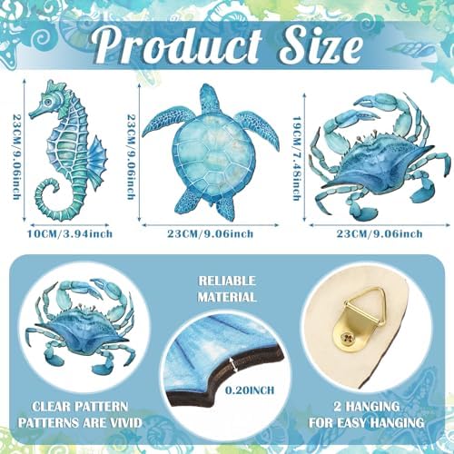 3 Pcs Ocean Style Wall Decor Sea Life Collection