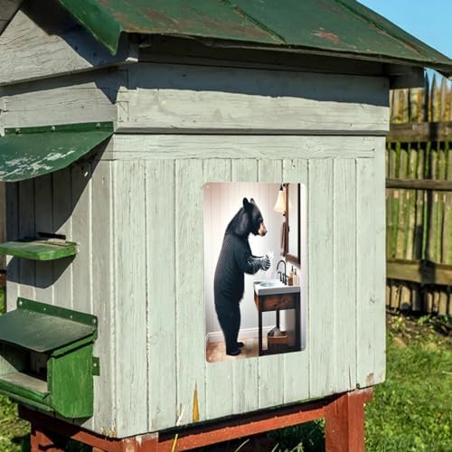 Whimsical Black Bear Handwash Wall Art Metal Tin Sign