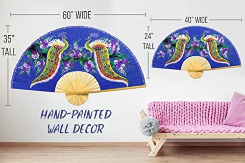 Proud Peacocks Folding Wall Fan Hand Painted Art