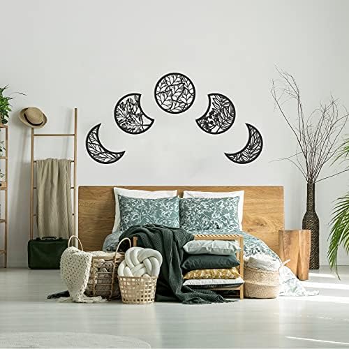 Jetec 5 Pcs Moon Phase Wall Art Decor