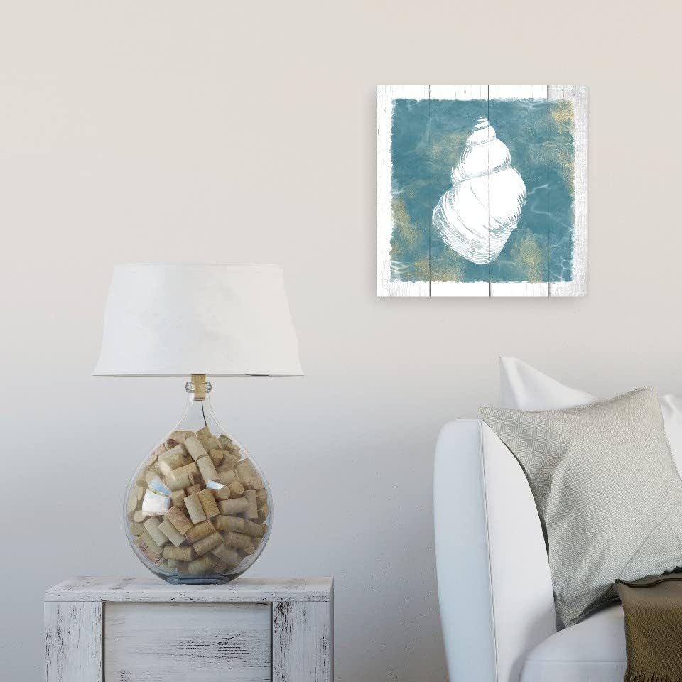 Seashell Beach Style Wood Wall Decor Sign 12x12