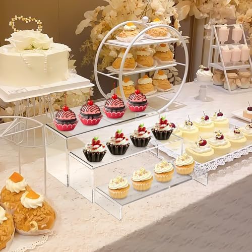 6 Piece Clear Acrylic Display Risers 3 Tier Stand