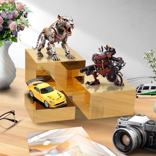 3 Pcs Gold Buffet Risers Acrylic Display Stands