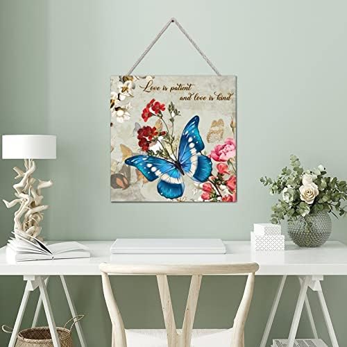 Farmhouse Wall Decor Love Is Patient Wood Plank Sign 16x16