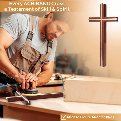ACHIBANG 10 Inch Wooden Wall Cross for Home Decor