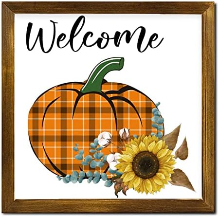 Farmhouse Style Welcome Sign Wooden Framed 12x12 Inch