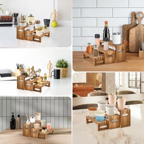 6 Pcs Wood Risers Display Stands for Table