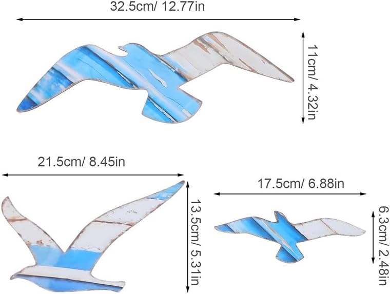 Toyvian 6pcs Wooden Seagull Wall Hanging