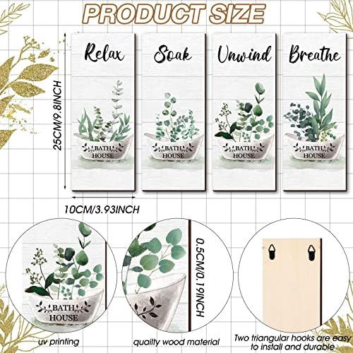 Tatuo 4 Piece Green Bathroom Wall Decor Signs