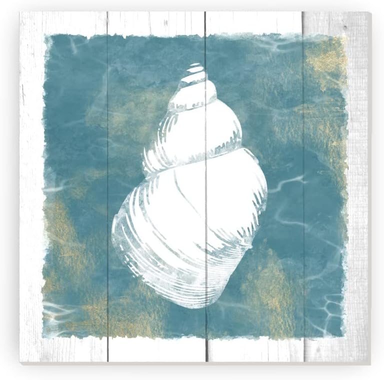 Seashell Beach Style Wood Wall Decor Sign 12x12