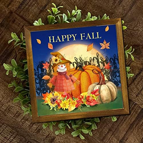 Thanksgiving Fall Pumpkin Wood Sign Scarecrow Moon