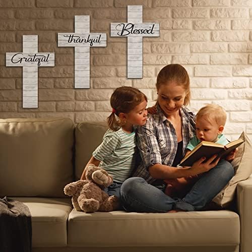 Yookeer 3 Piece Grateful Cross Wall Decor