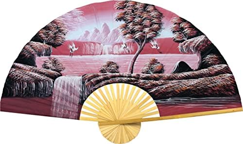 Chinese Cranes Giant Folding Wall Fan Hand-painted Decorative Art