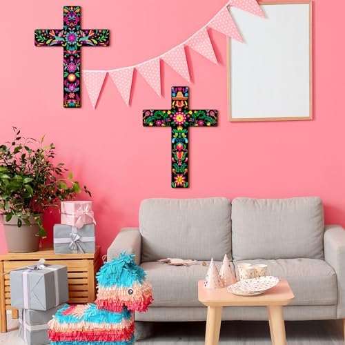 Pinkunn 2 Pcs Mexican Cross Wall Decor Decorations